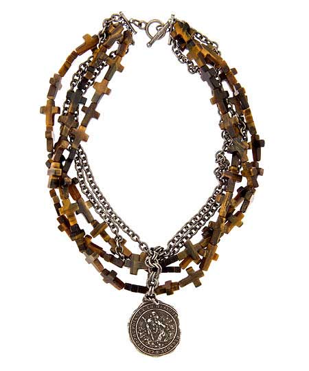 French-kande-tigers-eye-cross-neckle-with-pendant