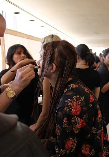 lancome-team-backstage-at-chris-benz-ss13-show